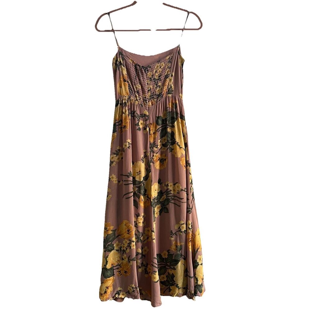 Reformation Floral Midi Dress Size 2 Pink Yellow Flowers Flowy Boho Cute Twee - Picture 2 of 8